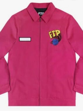 FTP Hot Pink Zip-Up Jacket with Logo Patch